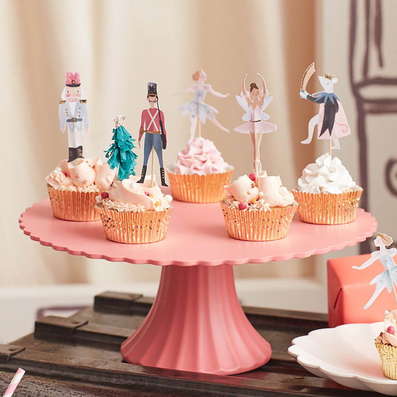 Bamboo Cake Stand, Pink, Large