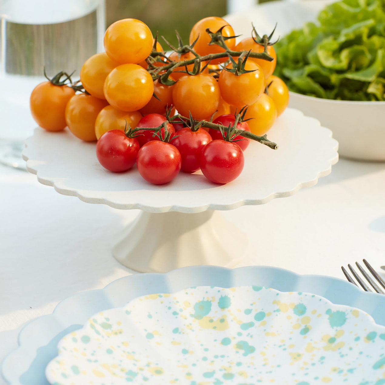 Bamboo Cake Stand, Cream, Small