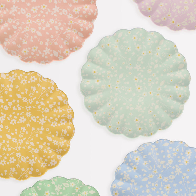 Floral Bamboo Large Plates, Assorted Set Of 6