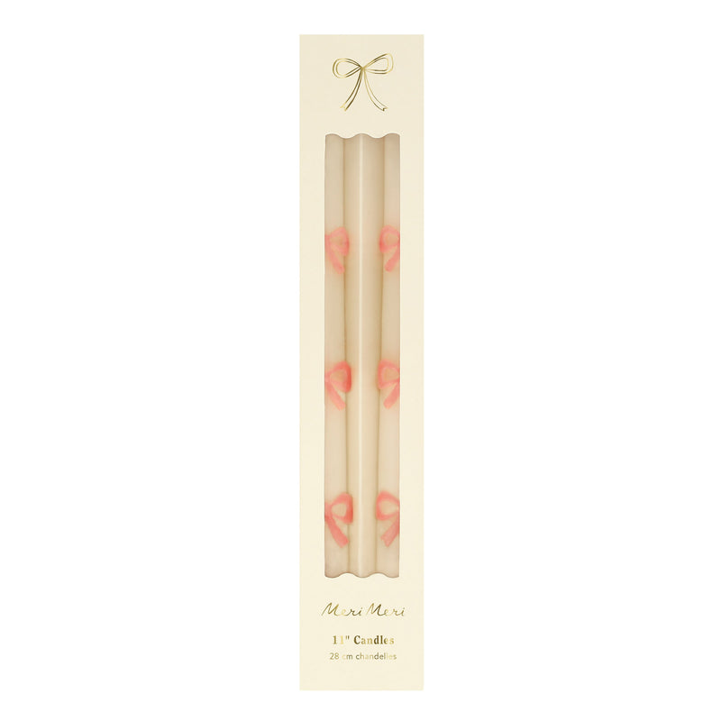 Pink Bow Taper Candles, 2 pc Set