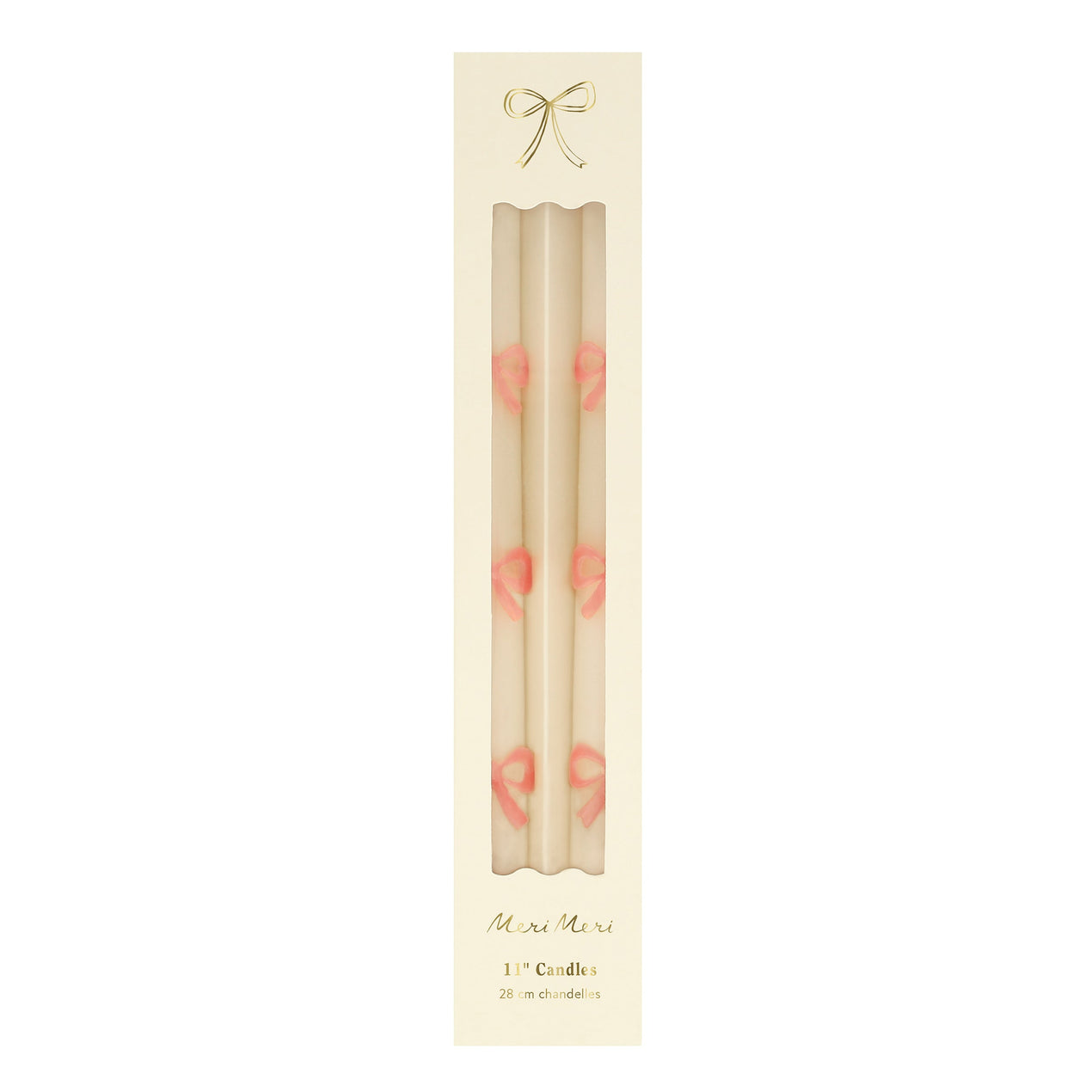 Pink Bow Taper Candles, 2 pc Set