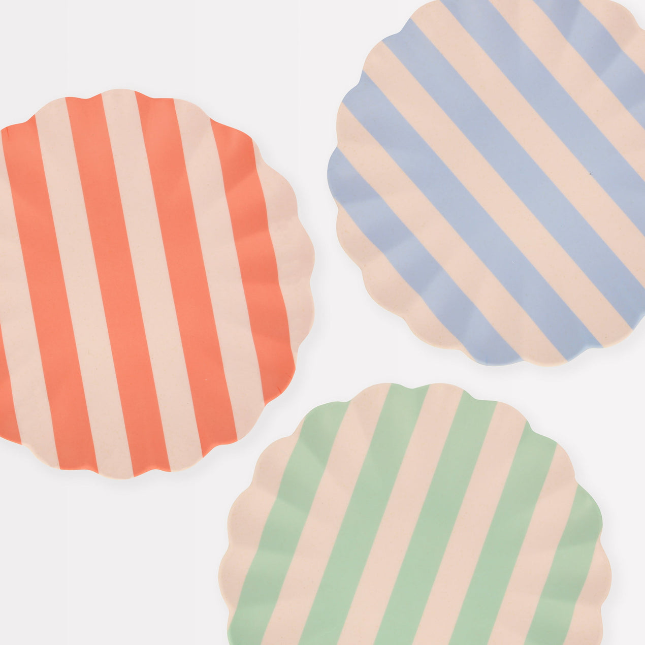 Stripey Bamboo Large Plates, Assorted Set Of 6