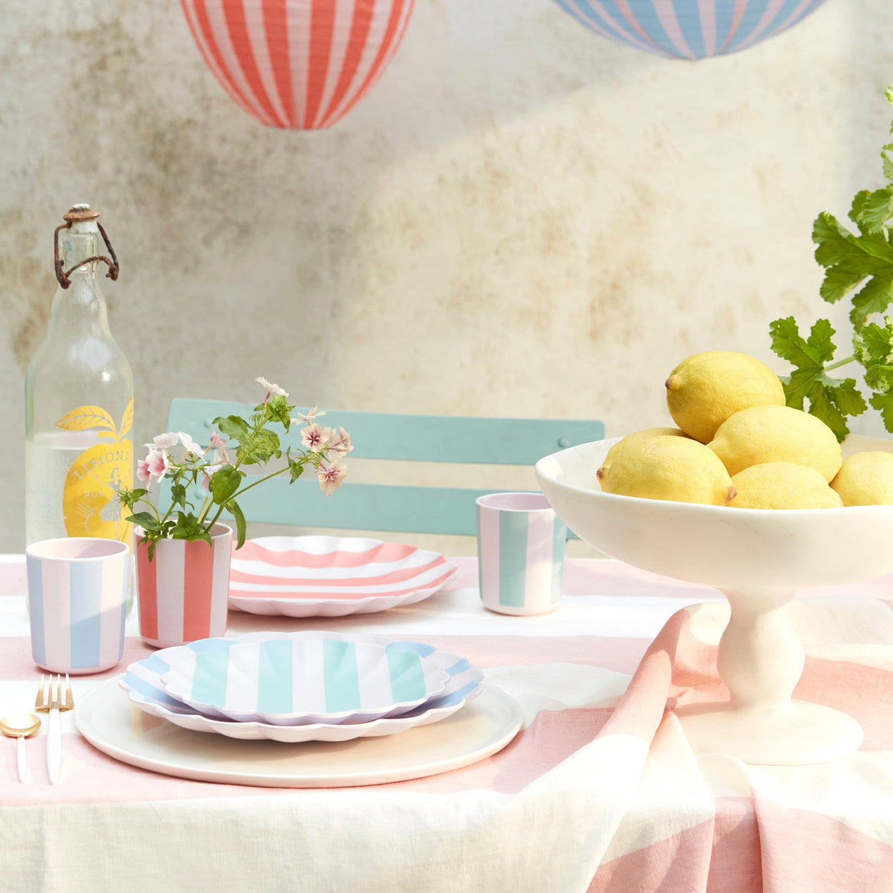 Stripey Bamboo Large Plates, Assorted Set Of 6