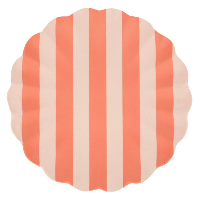 Stripey Bamboo Large Plates, Assorted Set Of 6