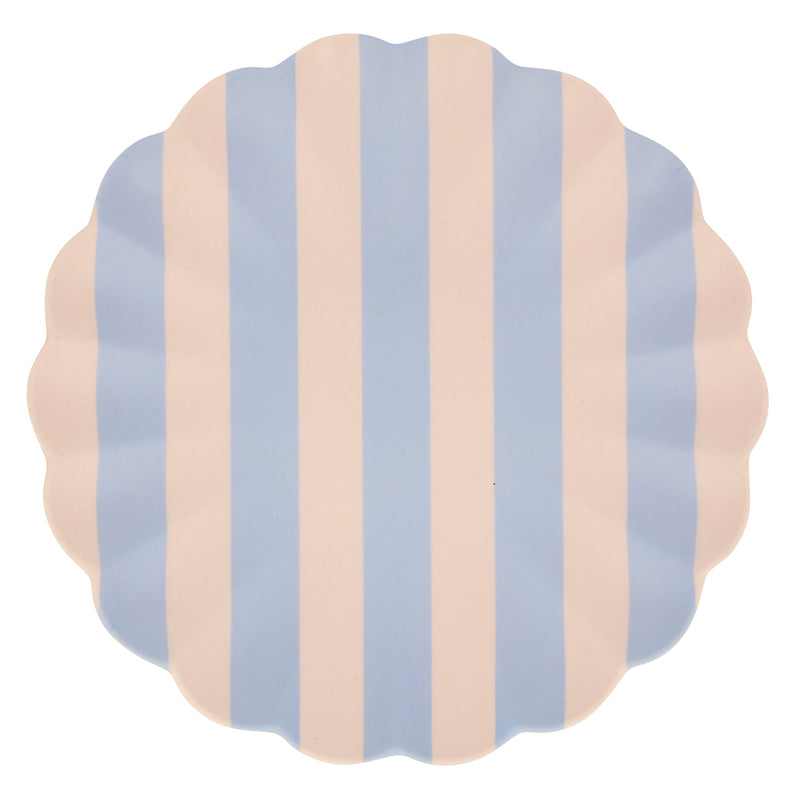 Stripey Bamboo Large Plates, Assorted Set Of 6