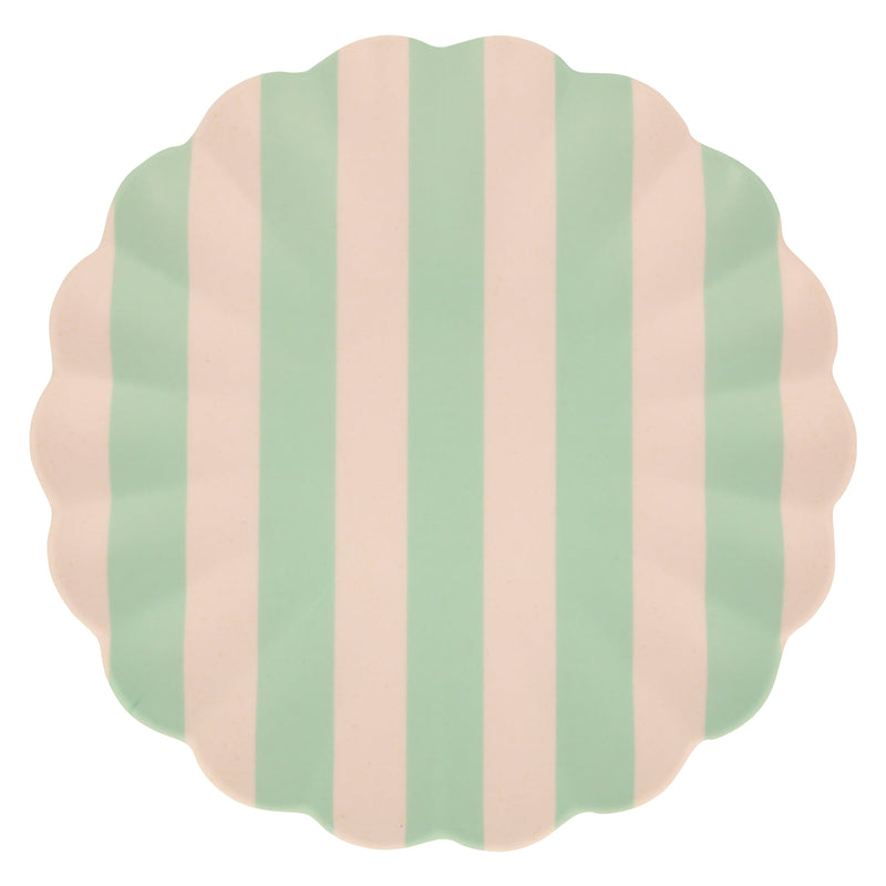 Stripey Bamboo Large Plates, Assorted Set Of 6
