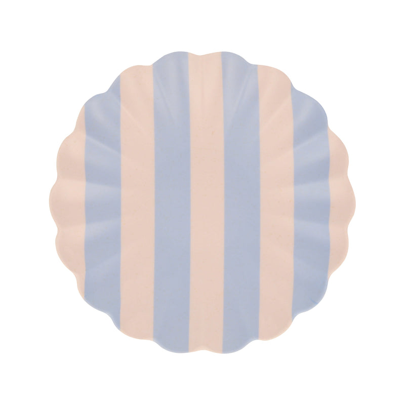 Stripey Bamboo Small Plates, Assorted Set Of 6