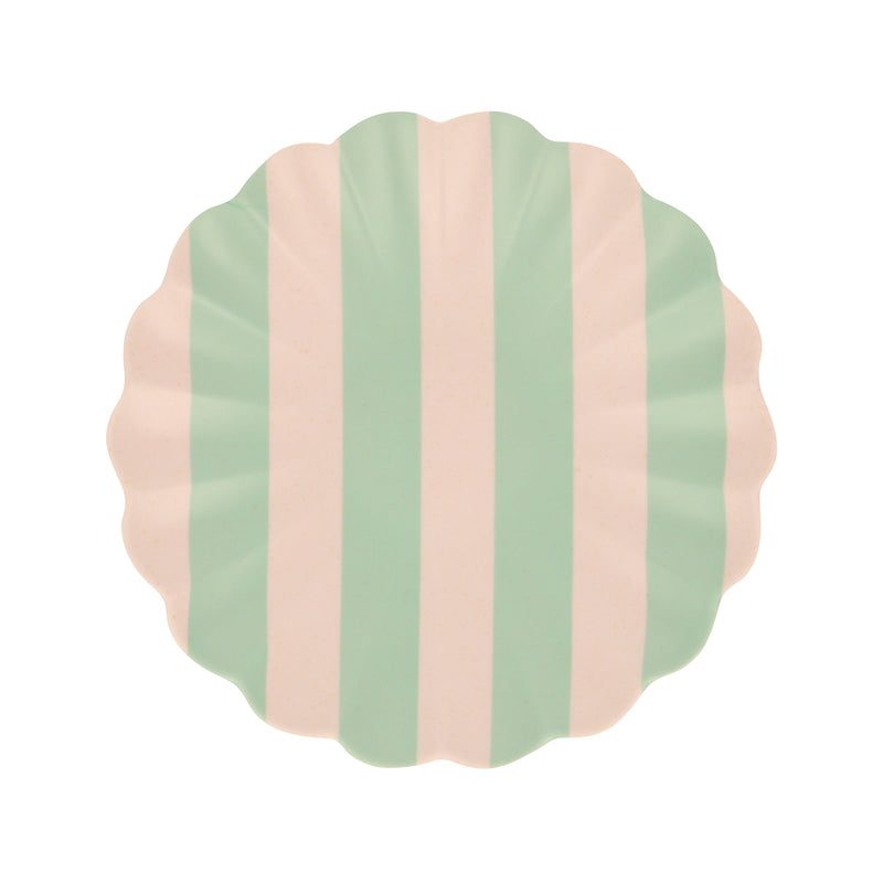 Stripey Bamboo Small Plates, Assorted Set Of 6
