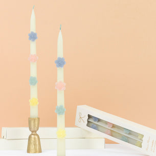 Pastel Flowers Taper Candles, Set of 2