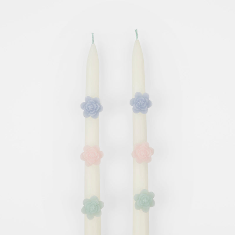 Pastel Flowers Taper Candles, 2 pc Set