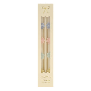 Pastel Flowers Taper Candles, Set of 2