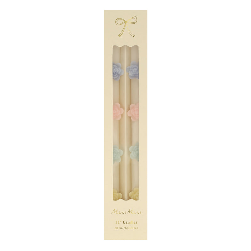 Pastel Flowers Taper Candles, 2 pc Set