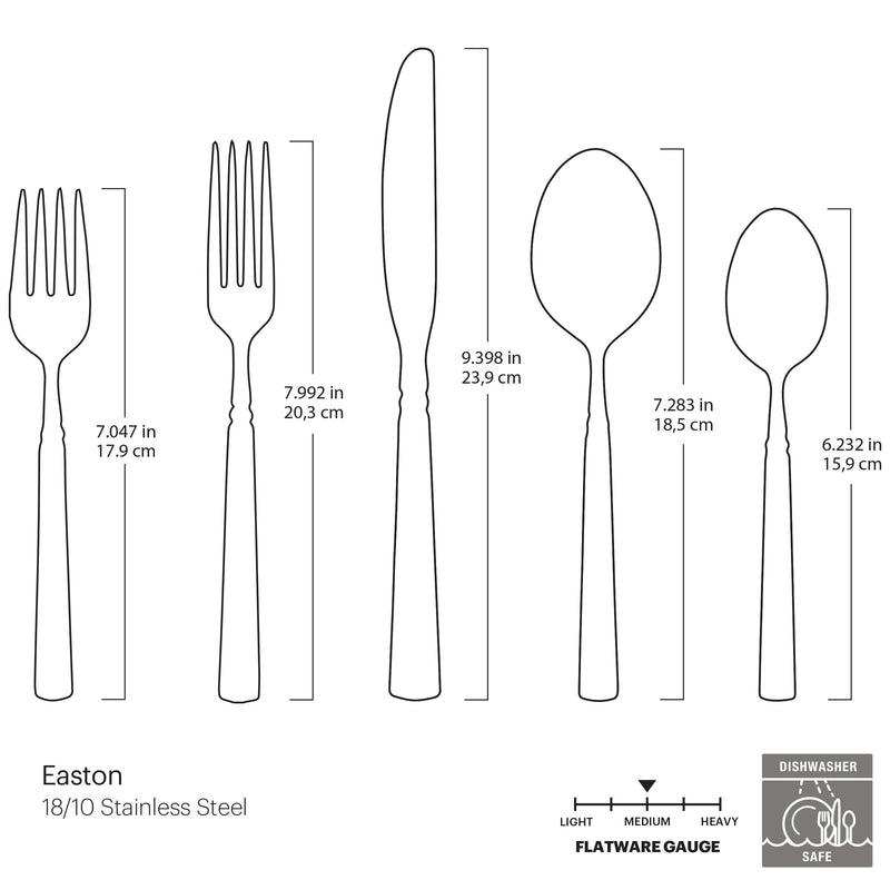 Easton 5 Piece Fine Flatware Place Setting, Service For 1