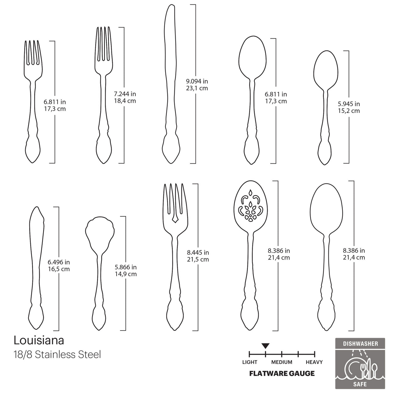 Louisiana 45 Piece Fine Flatware Set, Service For 8