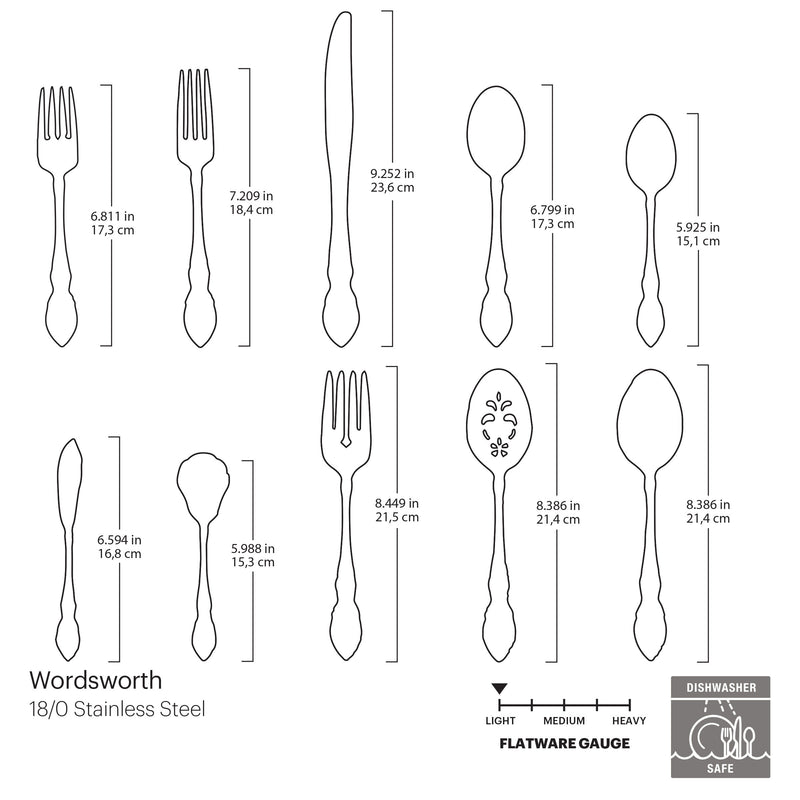 Wordsworth 45 Piece Everyday Flatware Set, Service For 8