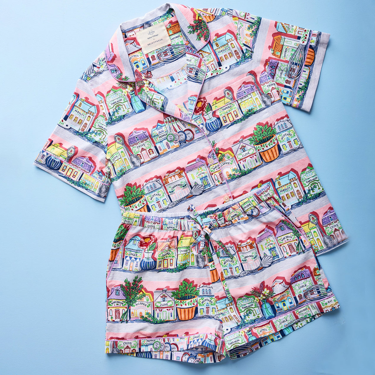 Lenox Spice Village x Printfresh Pink Kitchen Short PJ Set