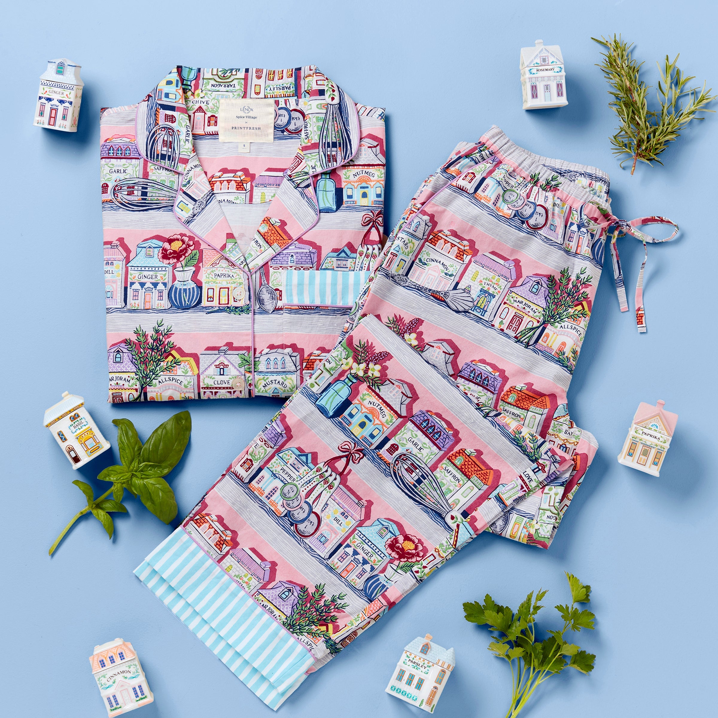 Lenox Spice Village x Printfresh Pink Kitchen Long PJ Set – Lenox