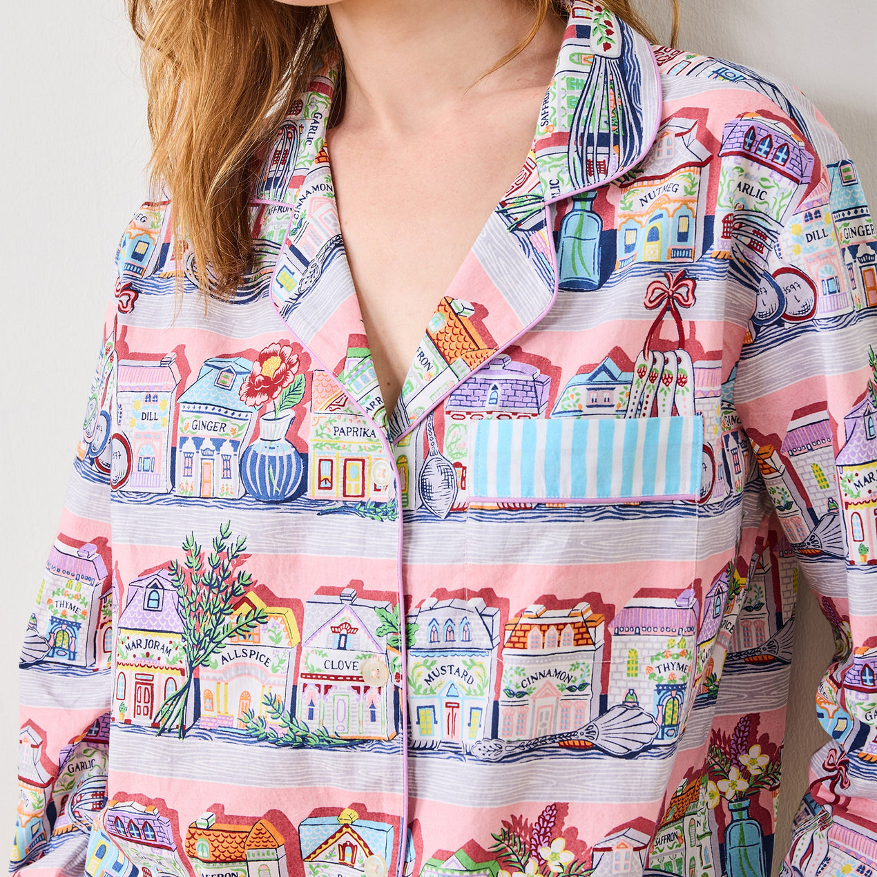 Lenox Spice Village x Printfresh Pink Kitchen Long PJ Set