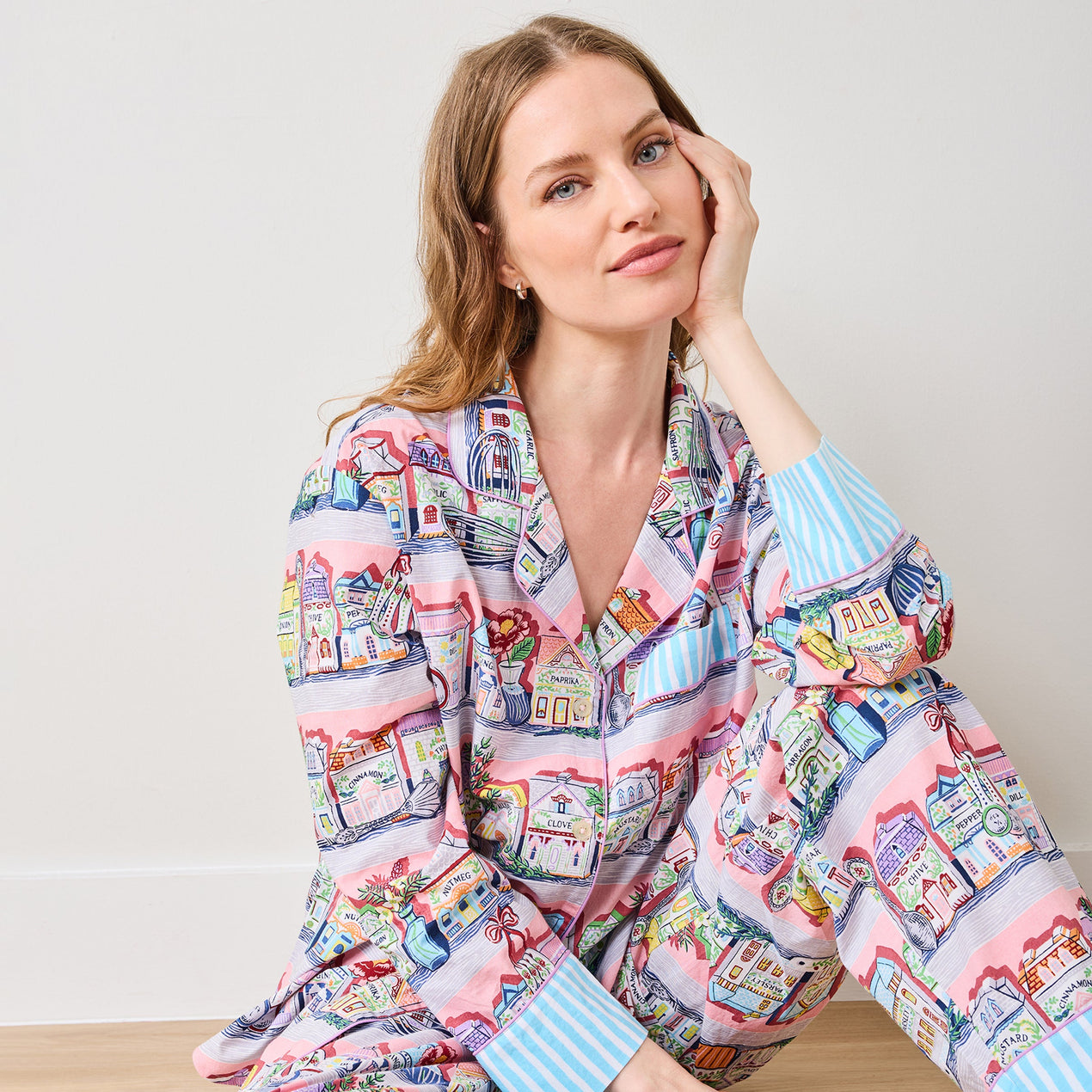 Lenox Spice Village x Printfresh Pink Kitchen Long PJ Set