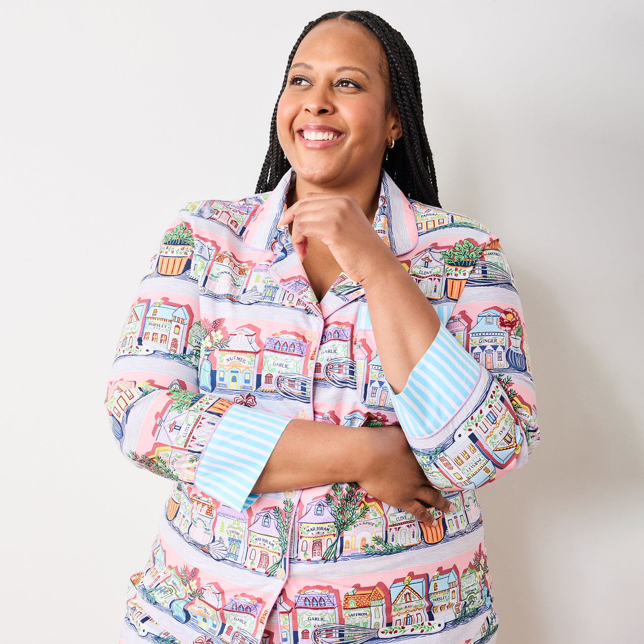 Lenox Spice Village x Printfresh Pink Kitchen Long PJ Set