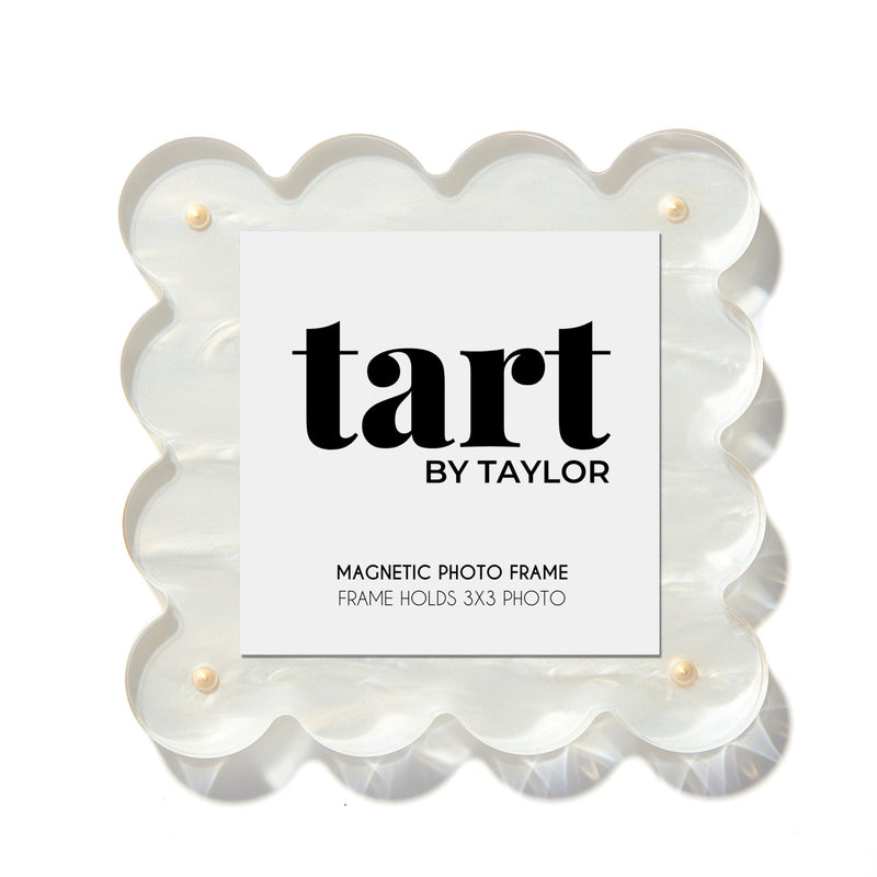 Mini Pearl White Scalloped Acrylic Photo Frame