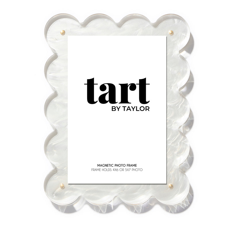 Pearl White Scalloped Acrylic Photo Frame
