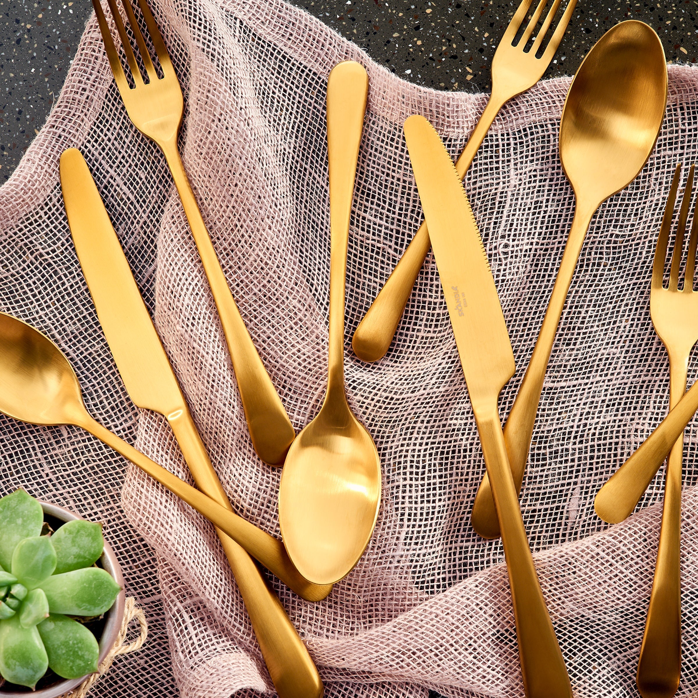 Mirabella Gold Titanium Satin 20-Piece Flatware Set – Lenox