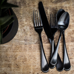 Eloquence Black Satin 20-Piece Flatware Set