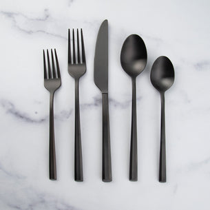 Isobel Black Satin 20-Piece Flatware Set