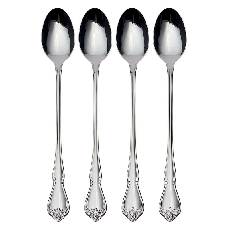 True Rose Everyday Flatware Tall Drink Spoons, Set Of 4