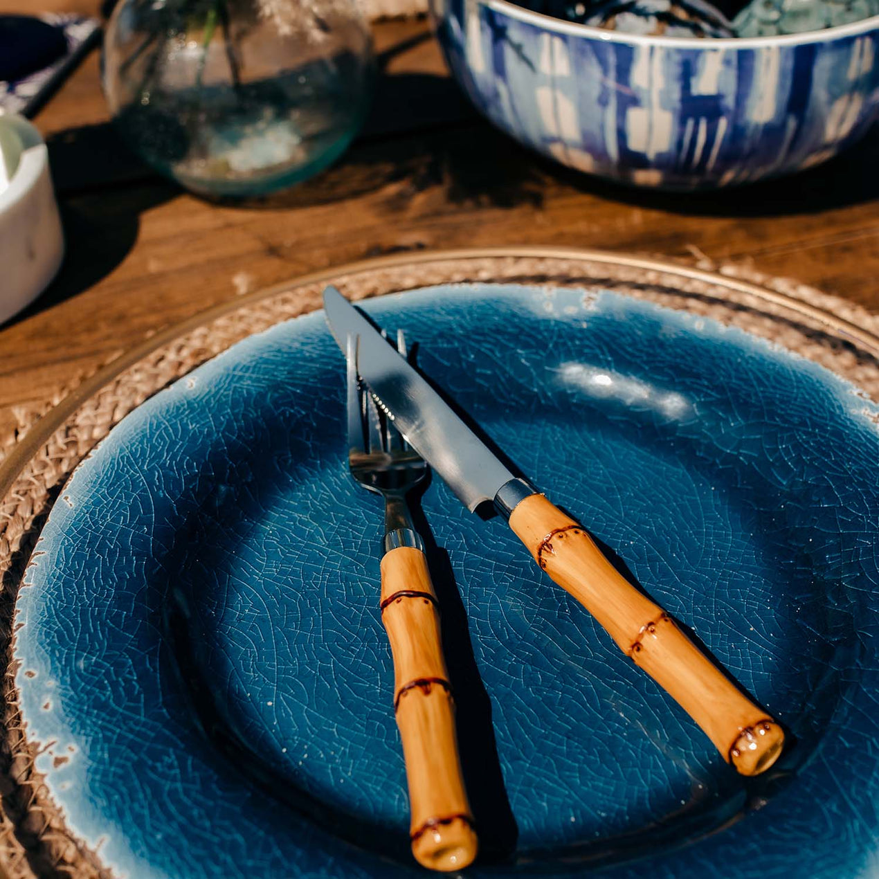 Bamboo Handle 20-Piece Flatware Set