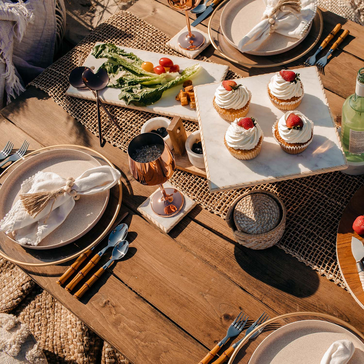 Bamboo Handle 20-Piece Flatware Set