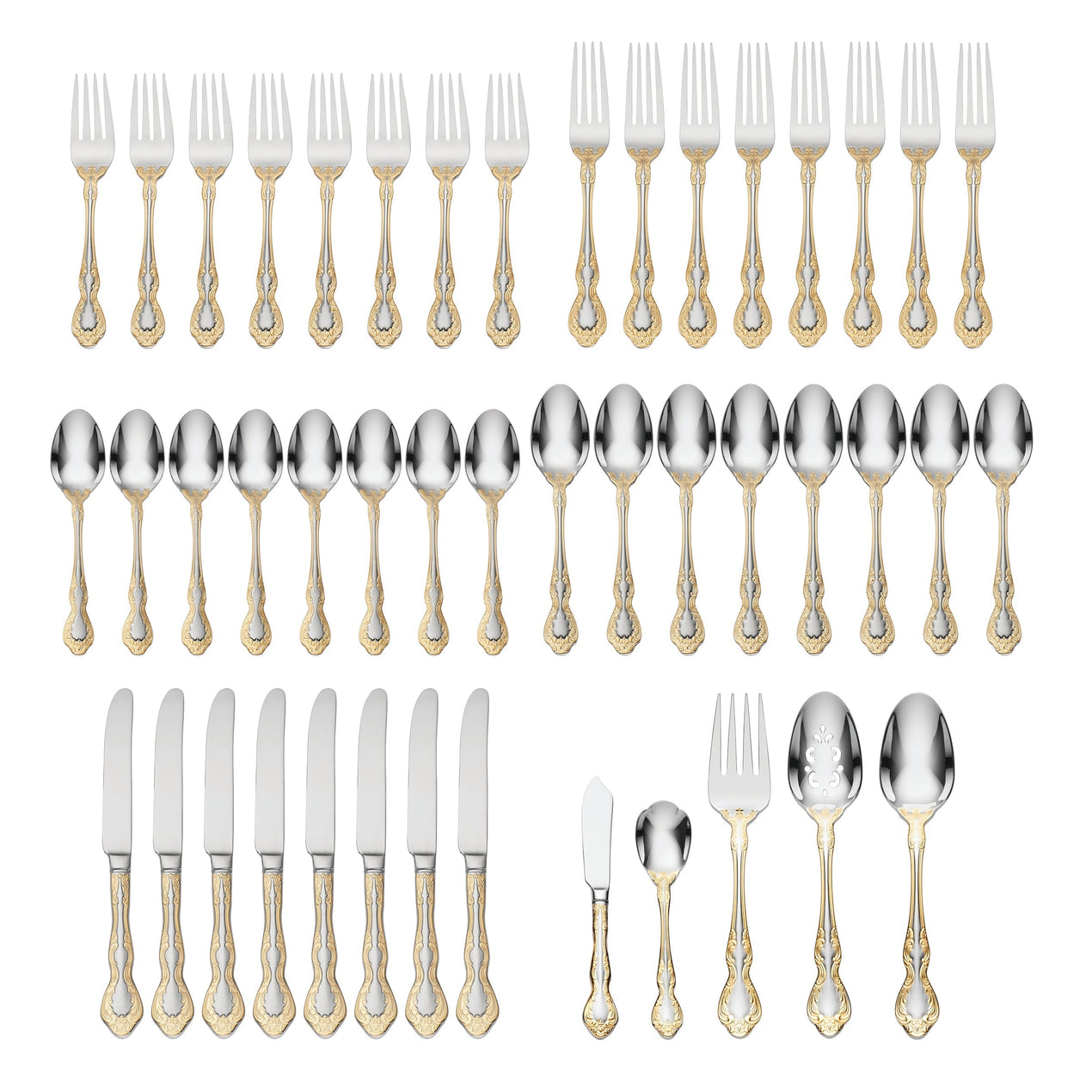 Golden Mandolina 45 Piece Fine Flatware Set, Service For 8