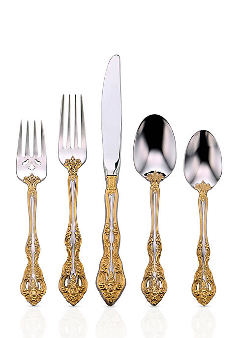 Golden Michelangelo 5 Piece Fine Flatware Place Setting, Service For 1