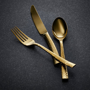Paris Hammered Gold Titanium 20-Piece Flatware Set