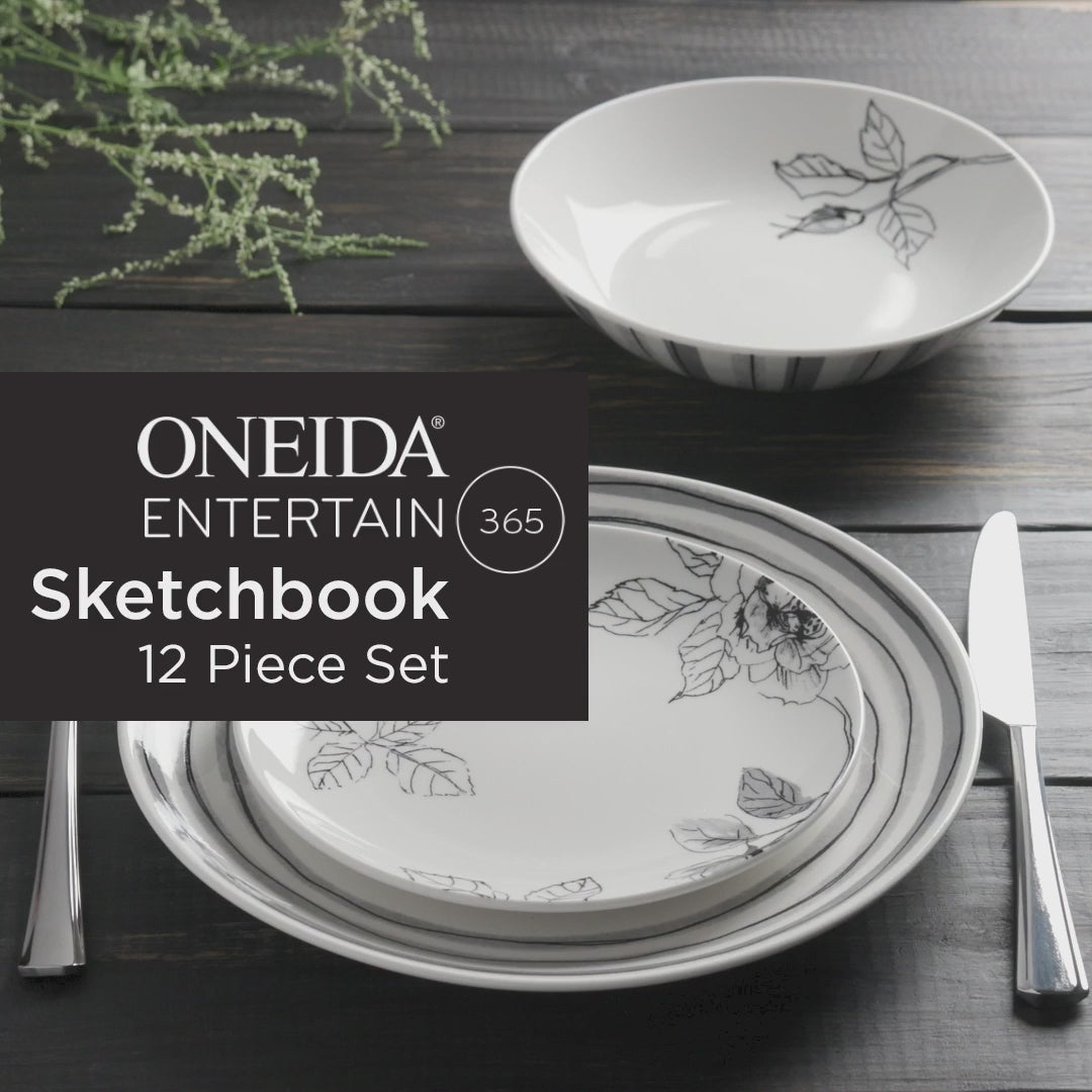 Sketchbook 12 Piece Dinnerware Set - Thumbnail 2