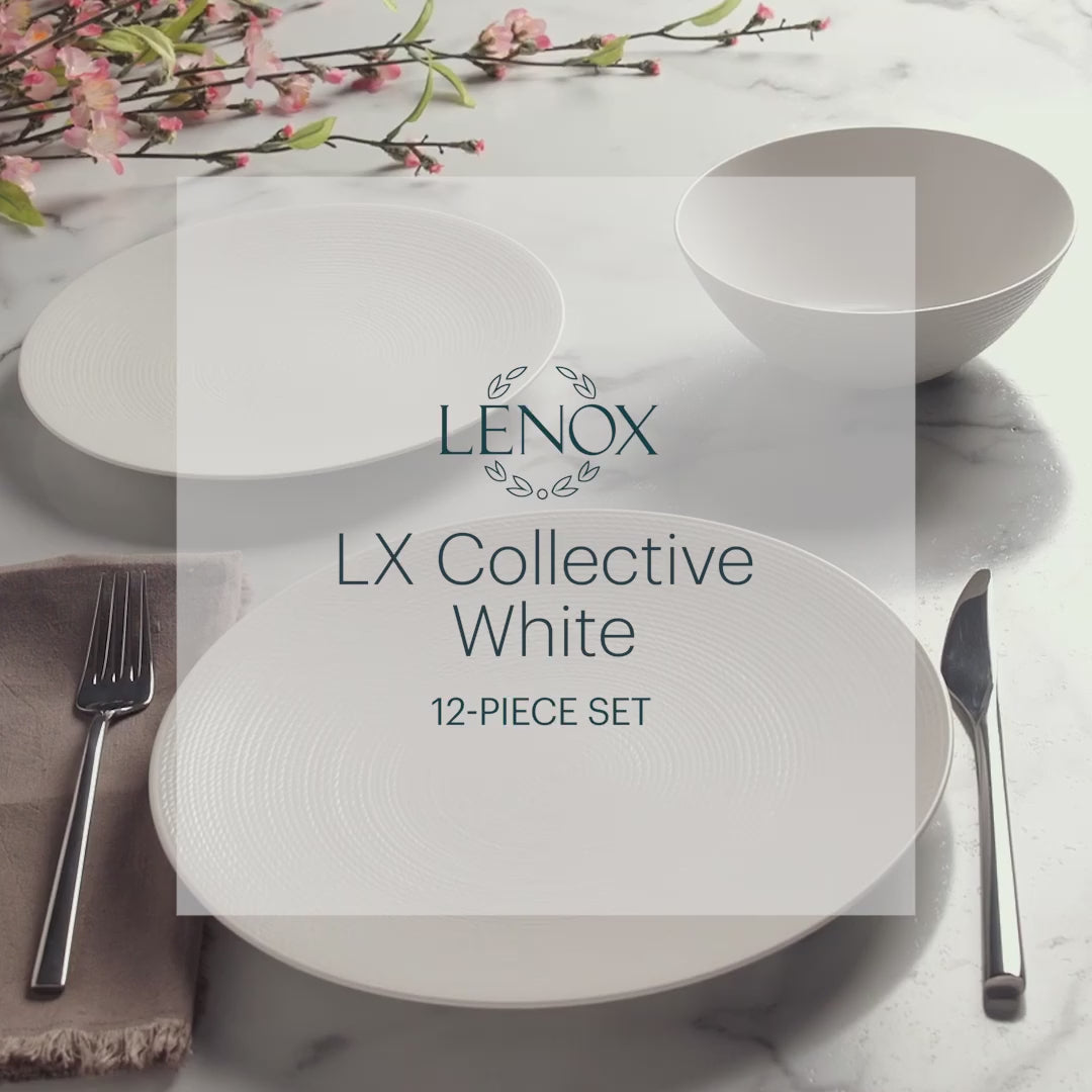 LX Collective White 12-Piece Dinnerware Set - Thumbnail 3