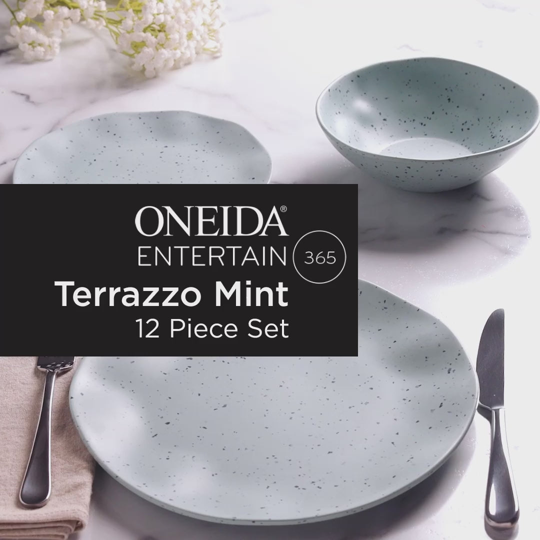 Terrazzo Melamine Mint 12 Piece Dinnerware Set