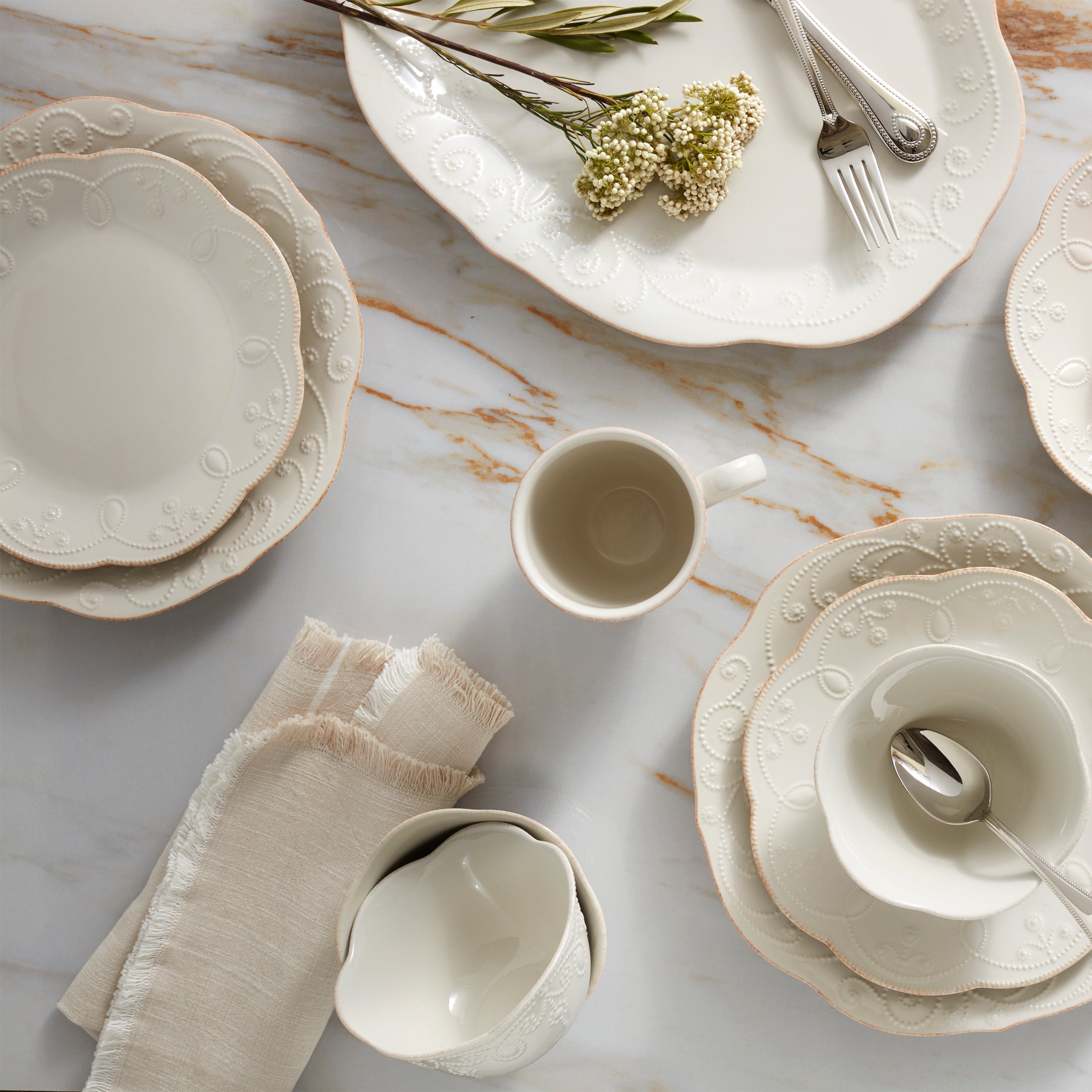 French Perle White Oval Serving Platter – Lenox Corporation