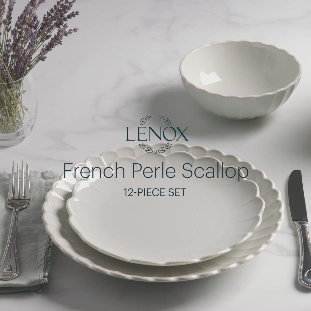 French Perle Scallop 12-Piece Dinnerware Set