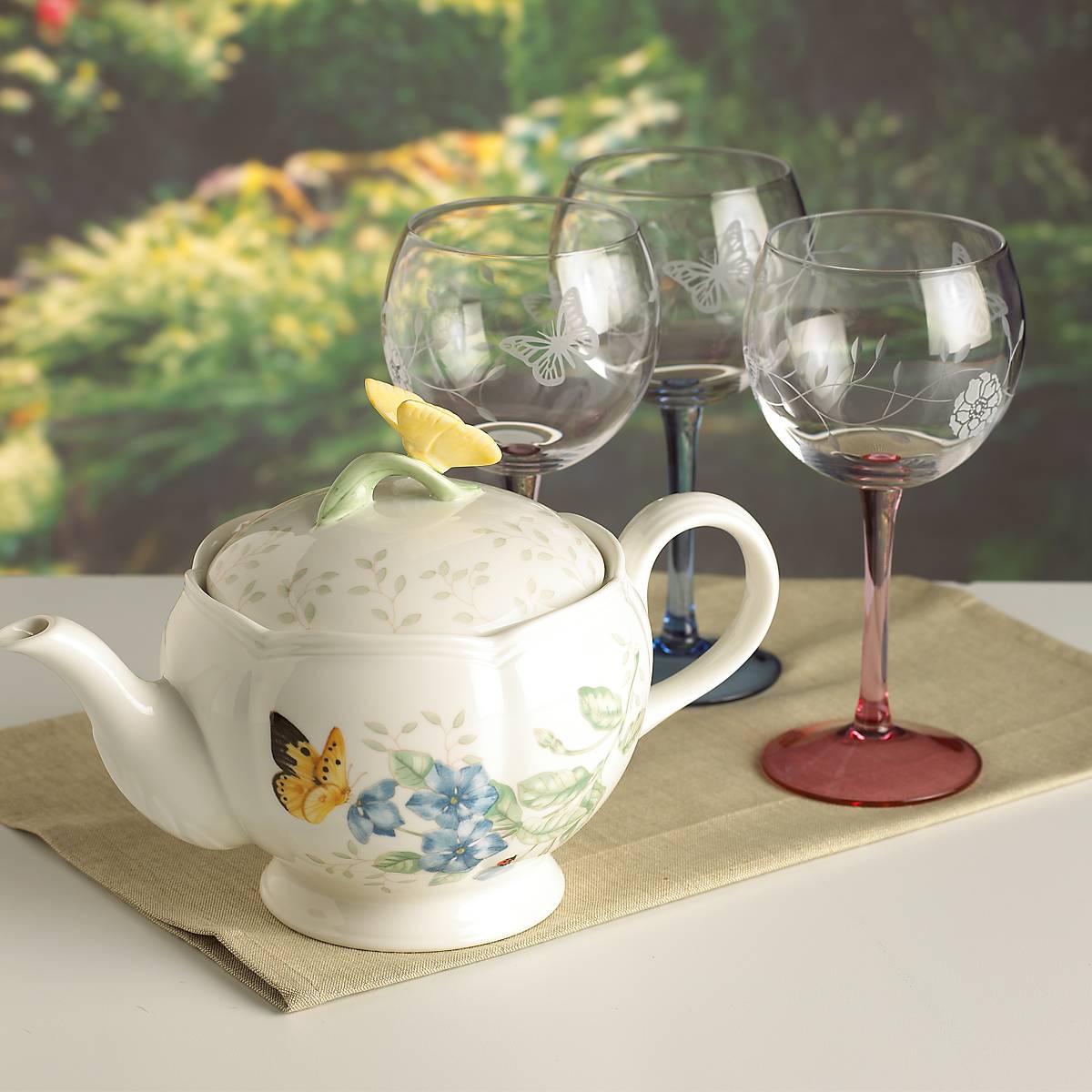 Lenox Butterfly Meadow Tea Kettle - White