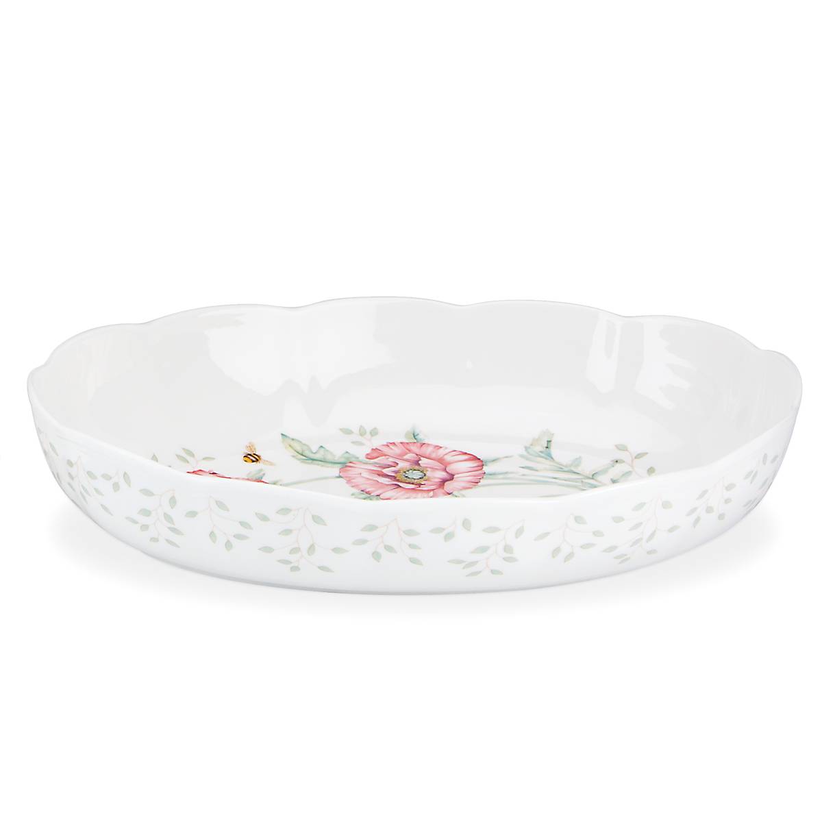 Butterfly Meadow Scalloped Oval Baker