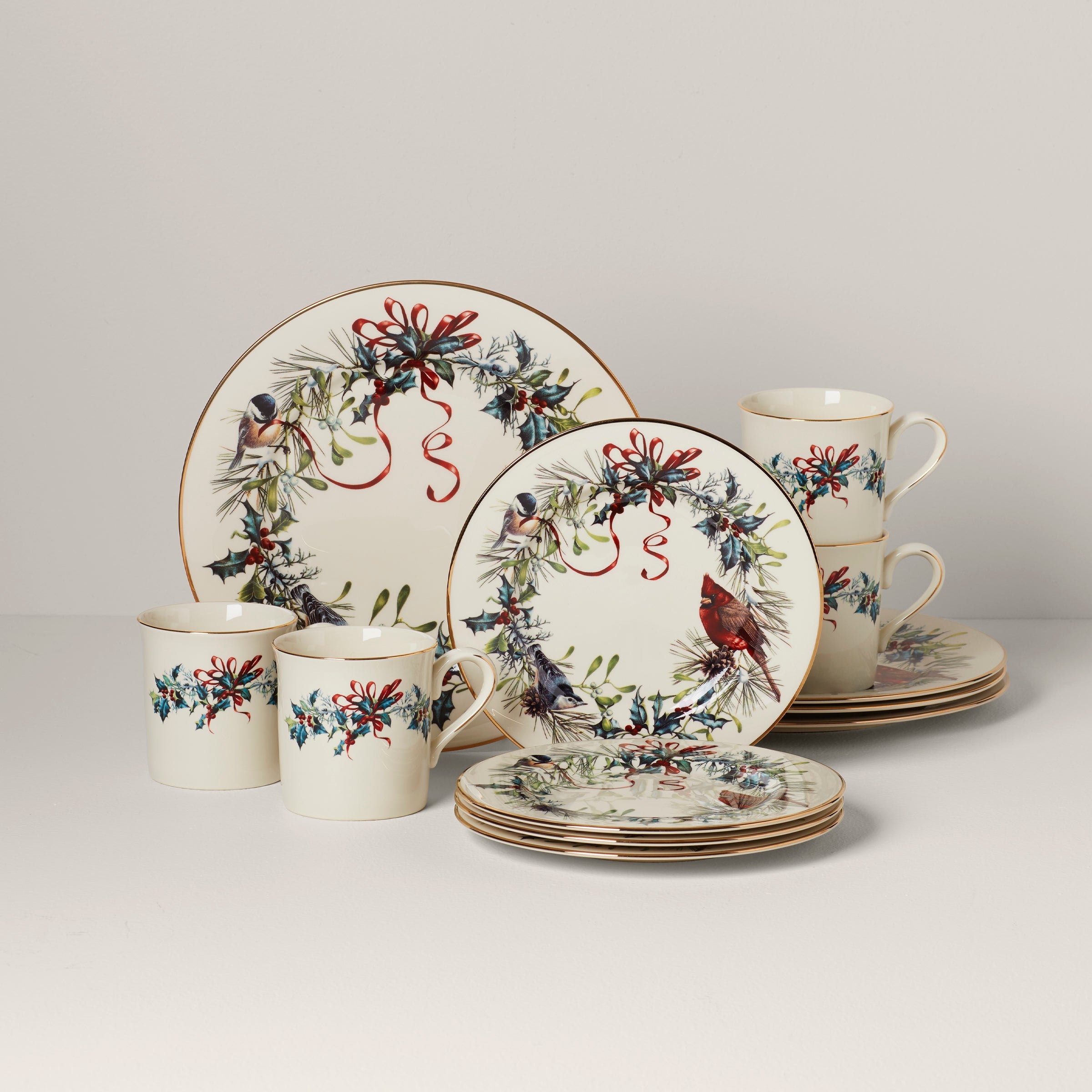 Winter Greetings 12-Piece Dinnerware Set (with Mugs) – Lenox