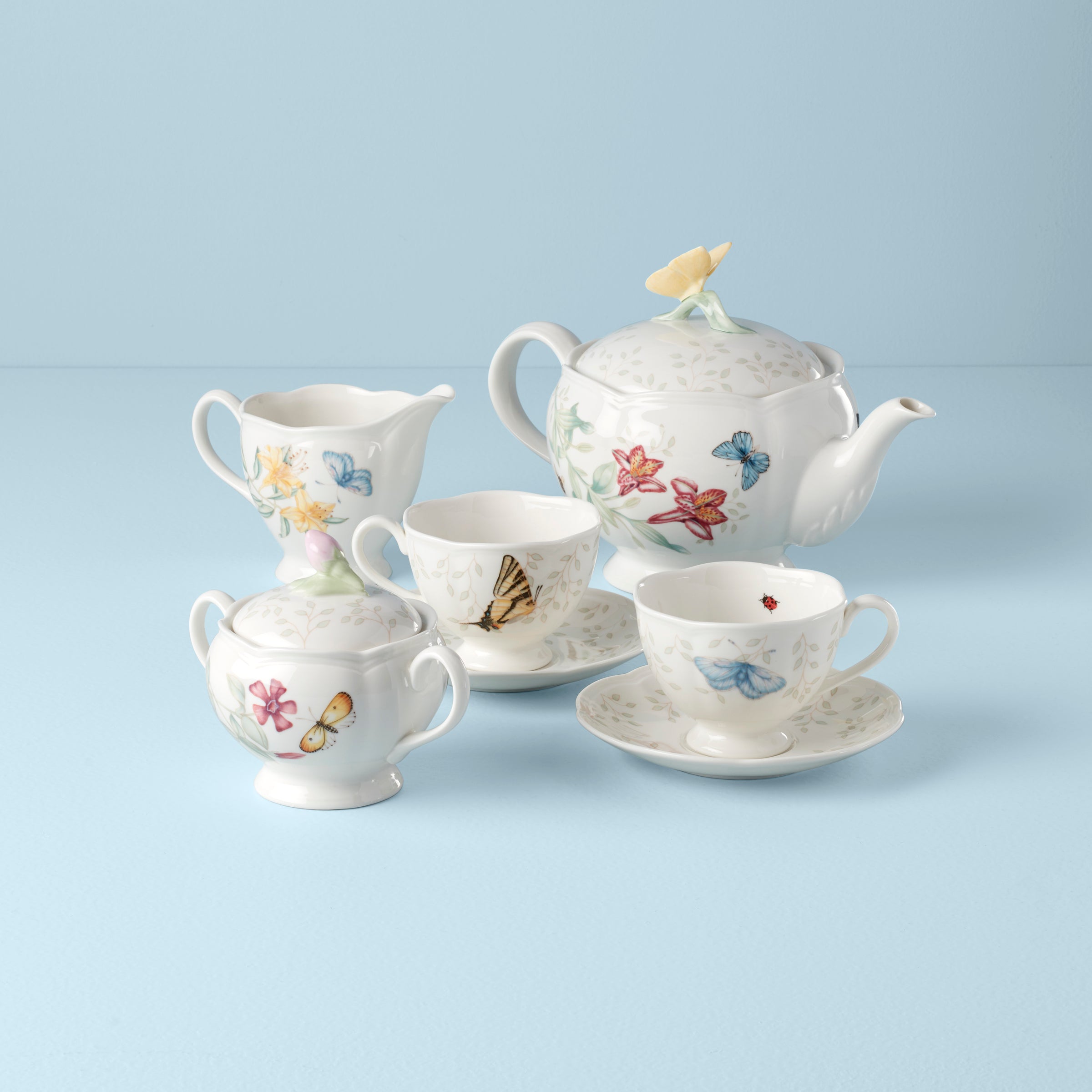 Lenox 6386635 Butterfly Meadow 7-Piece Tea Set,  Service for 2