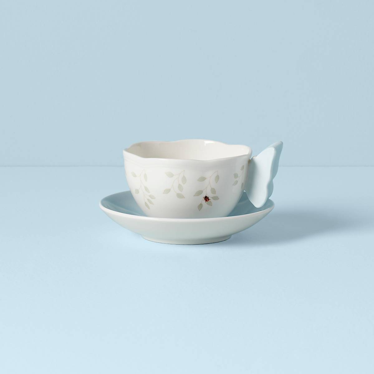 cambridge silversmiths Butterfly Meadow Floral Blue Cup & Saucer