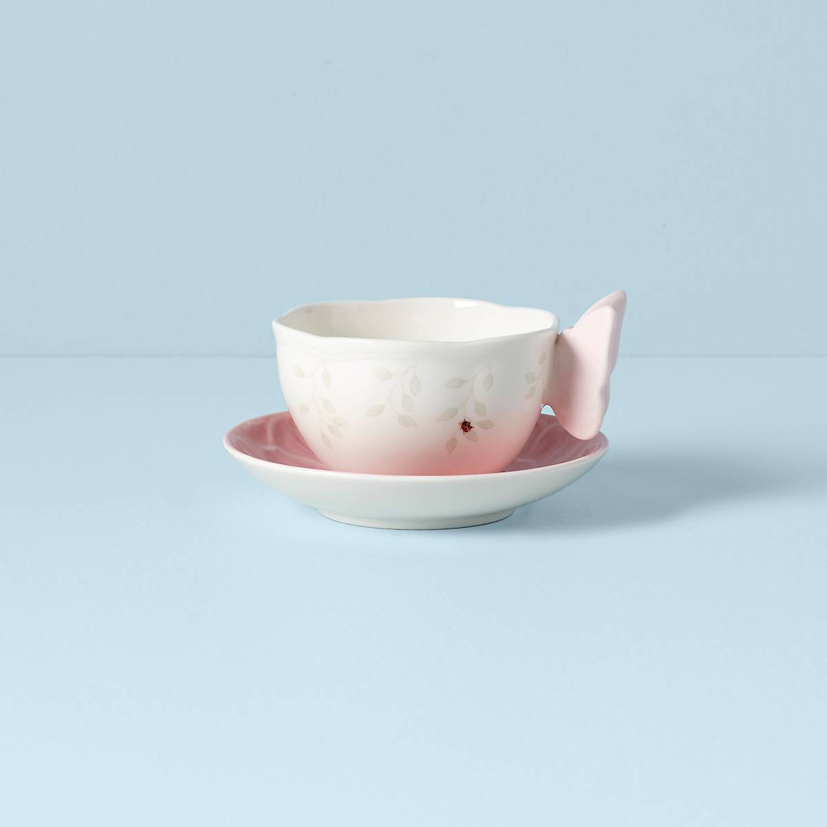 cambridge silversmiths Butterfly Meadow Floral Pink Cup & Saucer