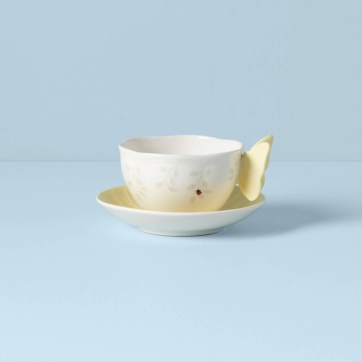 cambridge silversmiths Butterfly Meadow Floral Yellow Cup & Saucer