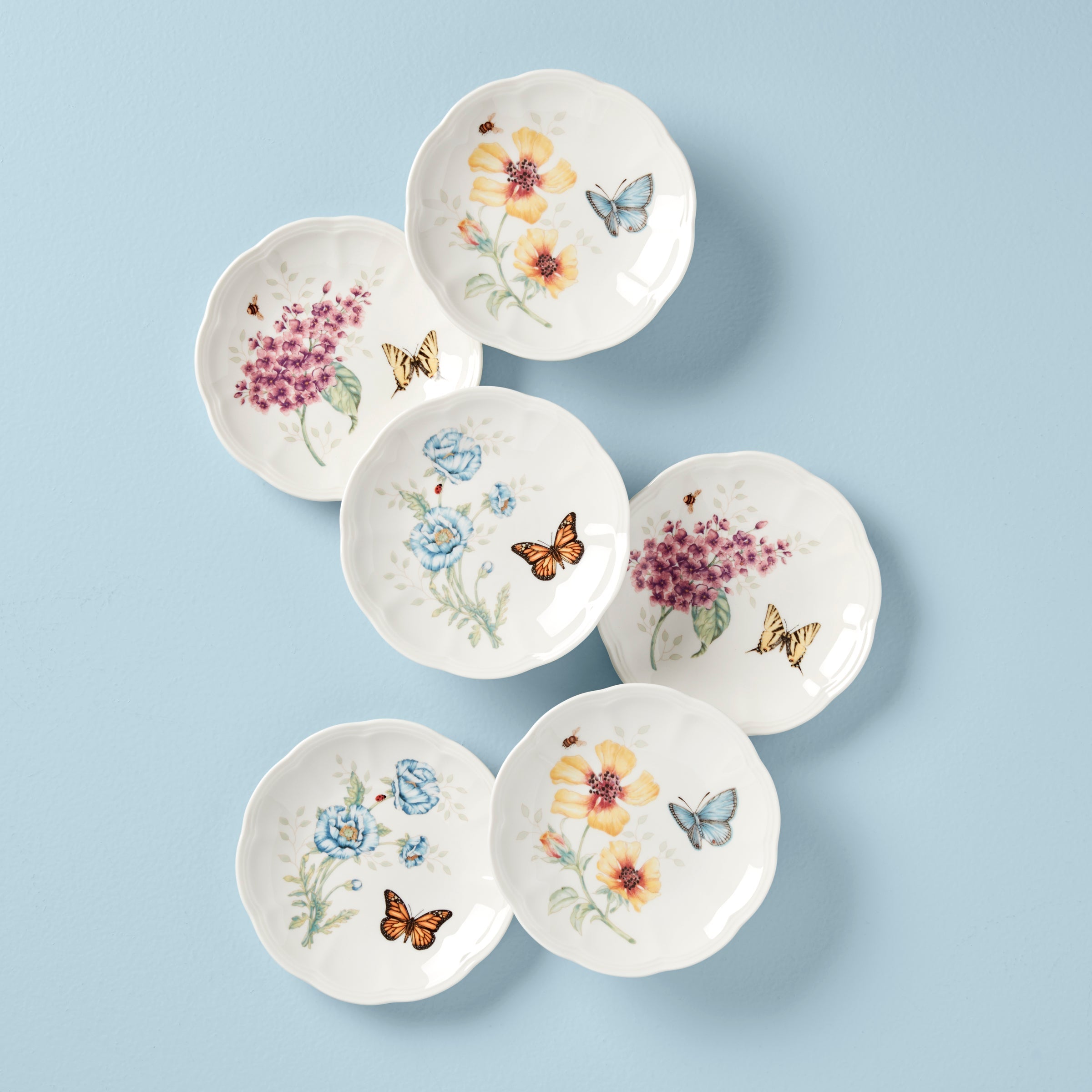 未使用 LENOX ディナープレート6枚　お祝い Butterfly Meadow 6-Piece Tidbit Plate Set – Lenox Corporation