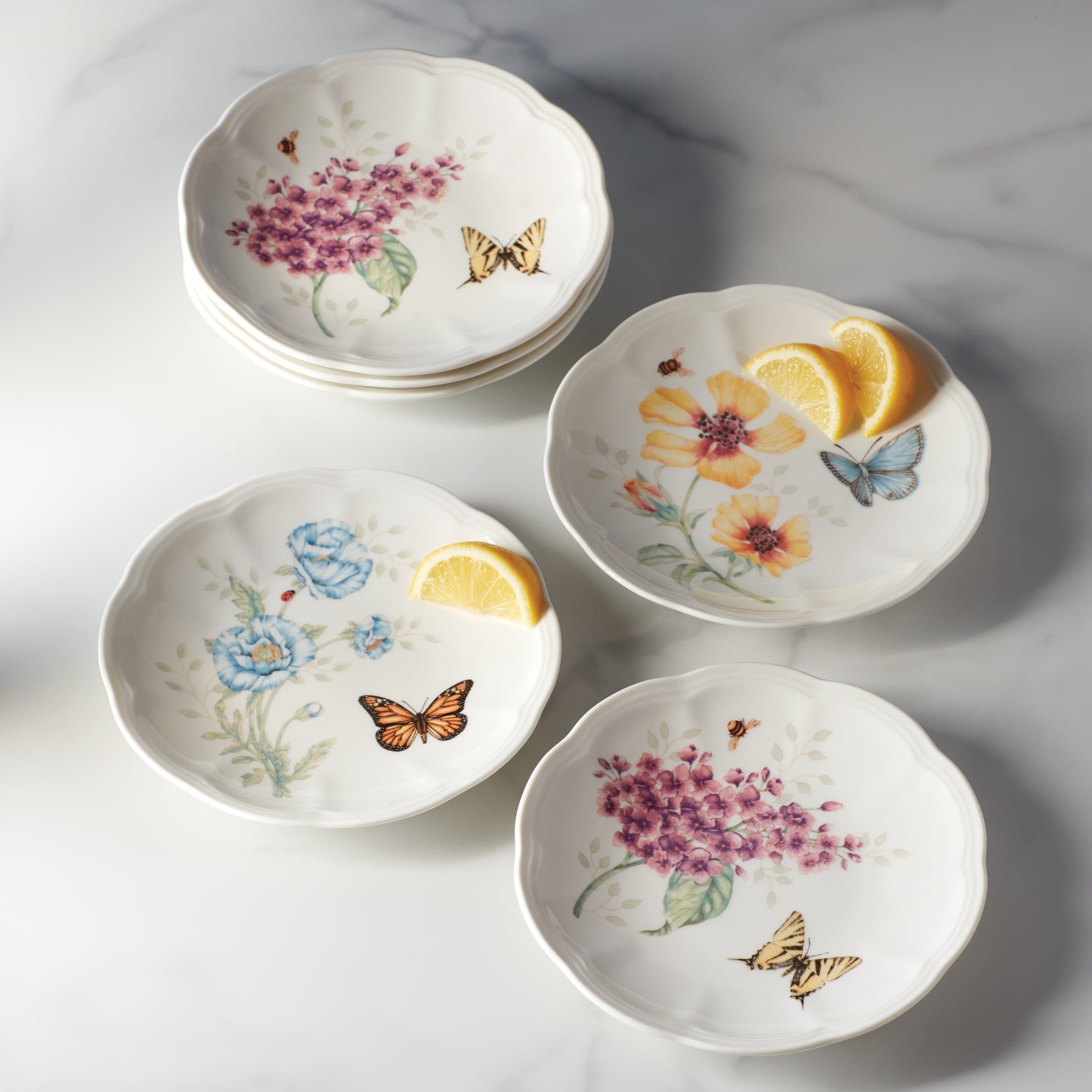 未使用 LENOX ディナープレート6枚　お祝い Butterfly Meadow 6-Piece Tidbit Plate Set – Lenox Corporation