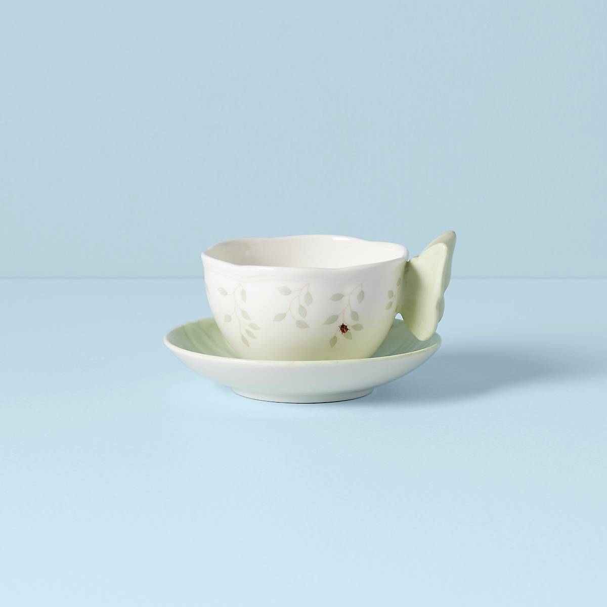cambridge silversmiths Butterfly Meadow Floral Green Cup & Saucer